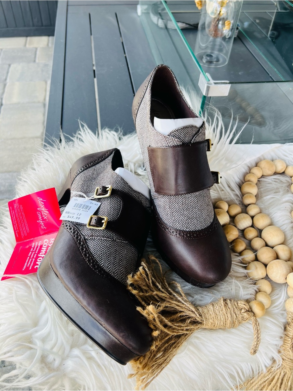 dexflex comfort Brown Herringbone Leather Heels - Picture 4 of 6